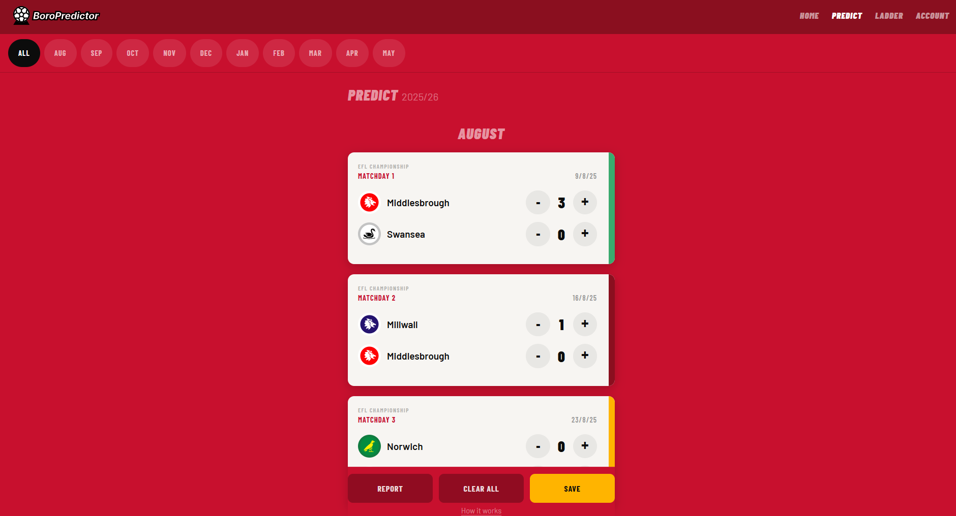 Season dashboard