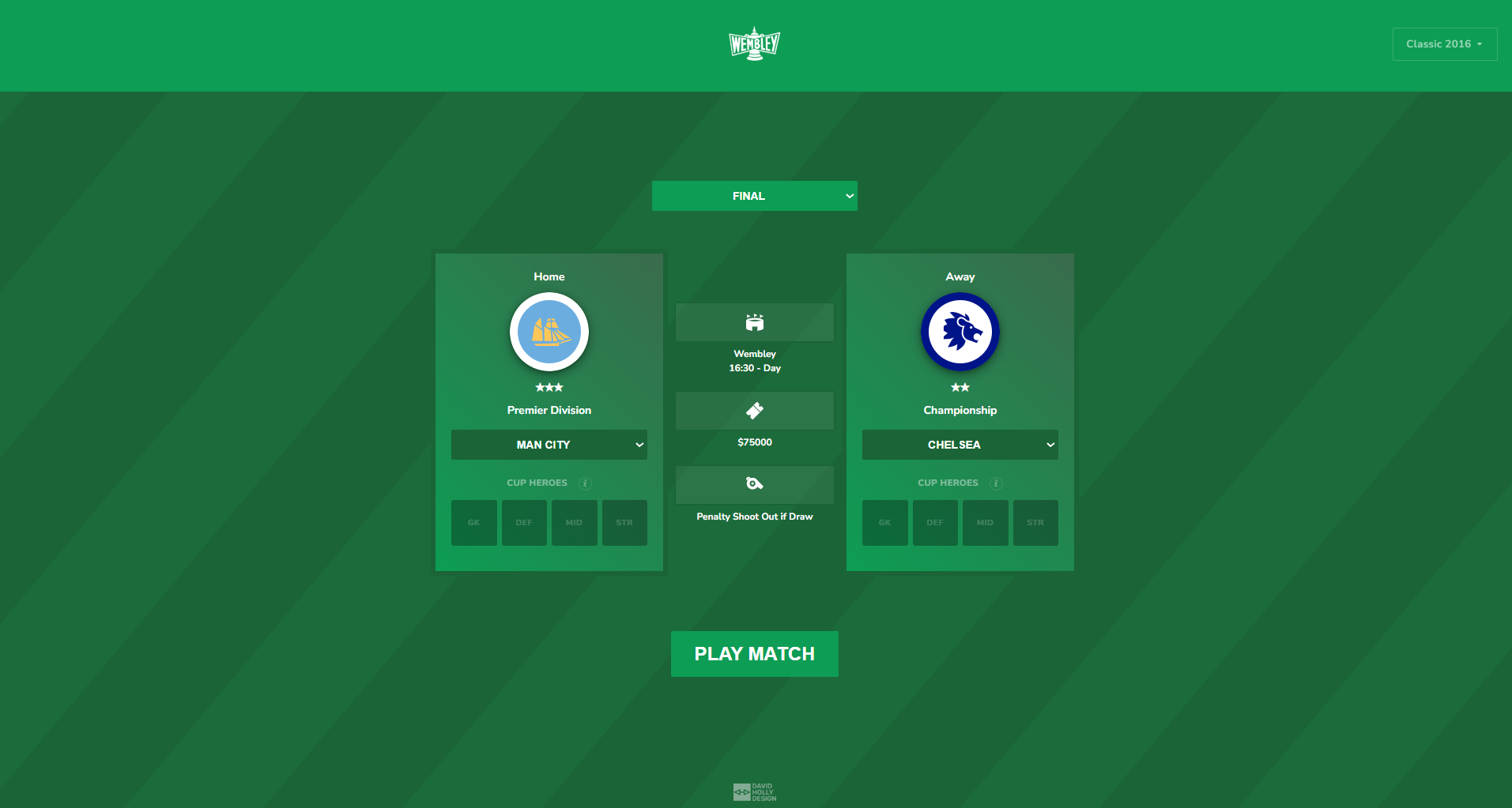 Classic skin — match setup